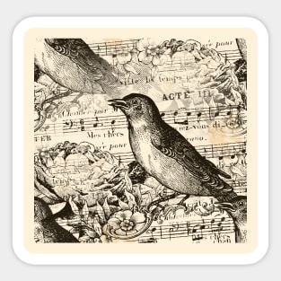 victorian music birds antique vintage retro Sticker